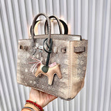 Close-up detail of understated bag design