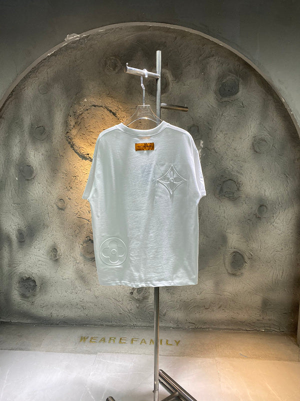 Side profile of Louis Vuitton cotton t-shirt with runway-inspired design