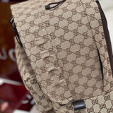 Close-up of Gucci Backpack signature hardware and stitching detail