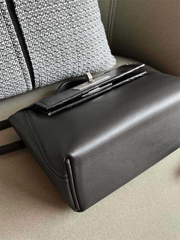 Side view of timeless structured handbag