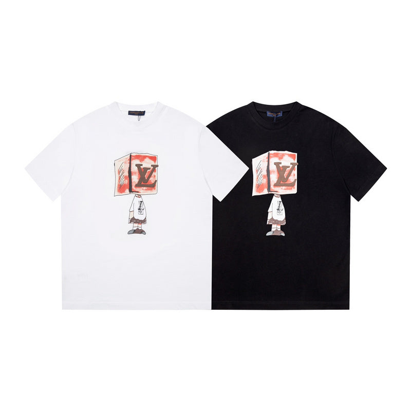 Full styled look of Louis Vuitton cotton t-shirt with monogram-inspired silhouette