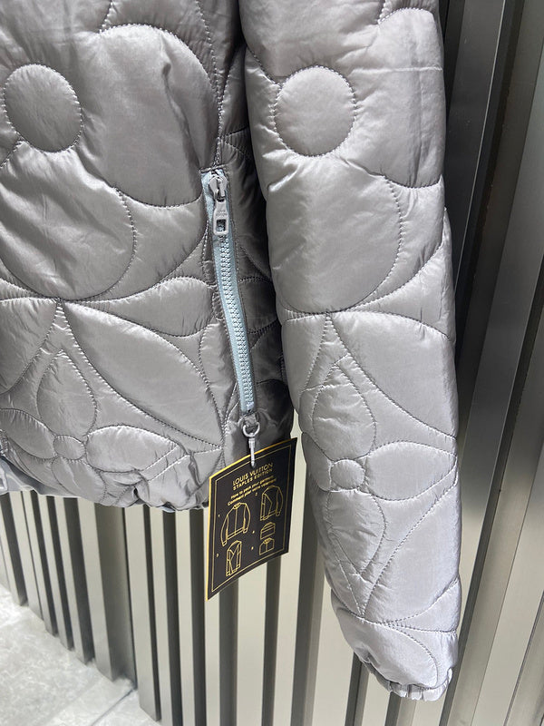 Front view of Louis Vuitton luxury clothing with logo-detail design