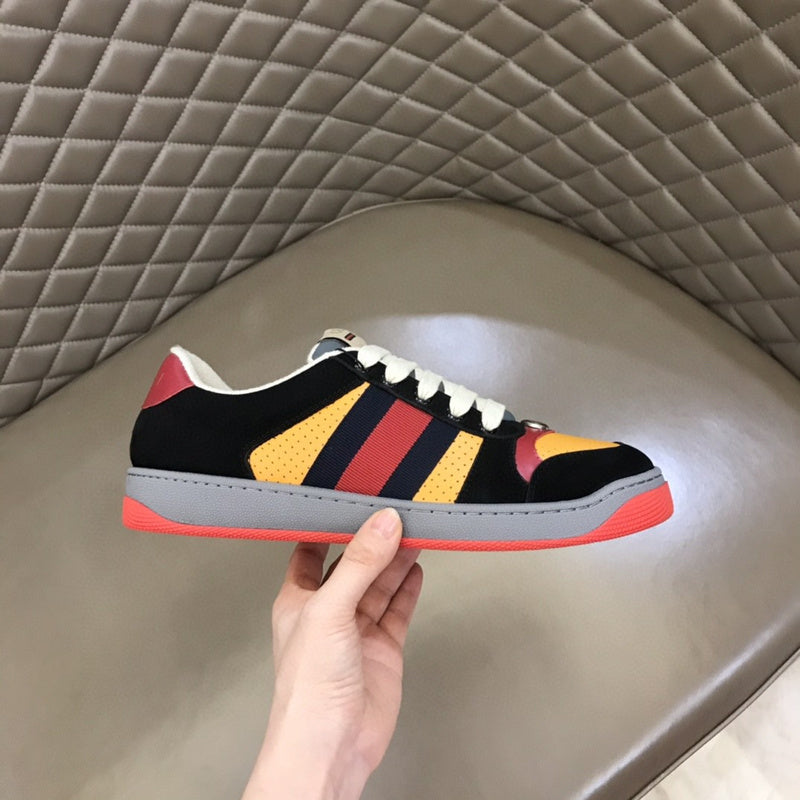 Gucci crisp white luxury sneakers view 5 retro runner design