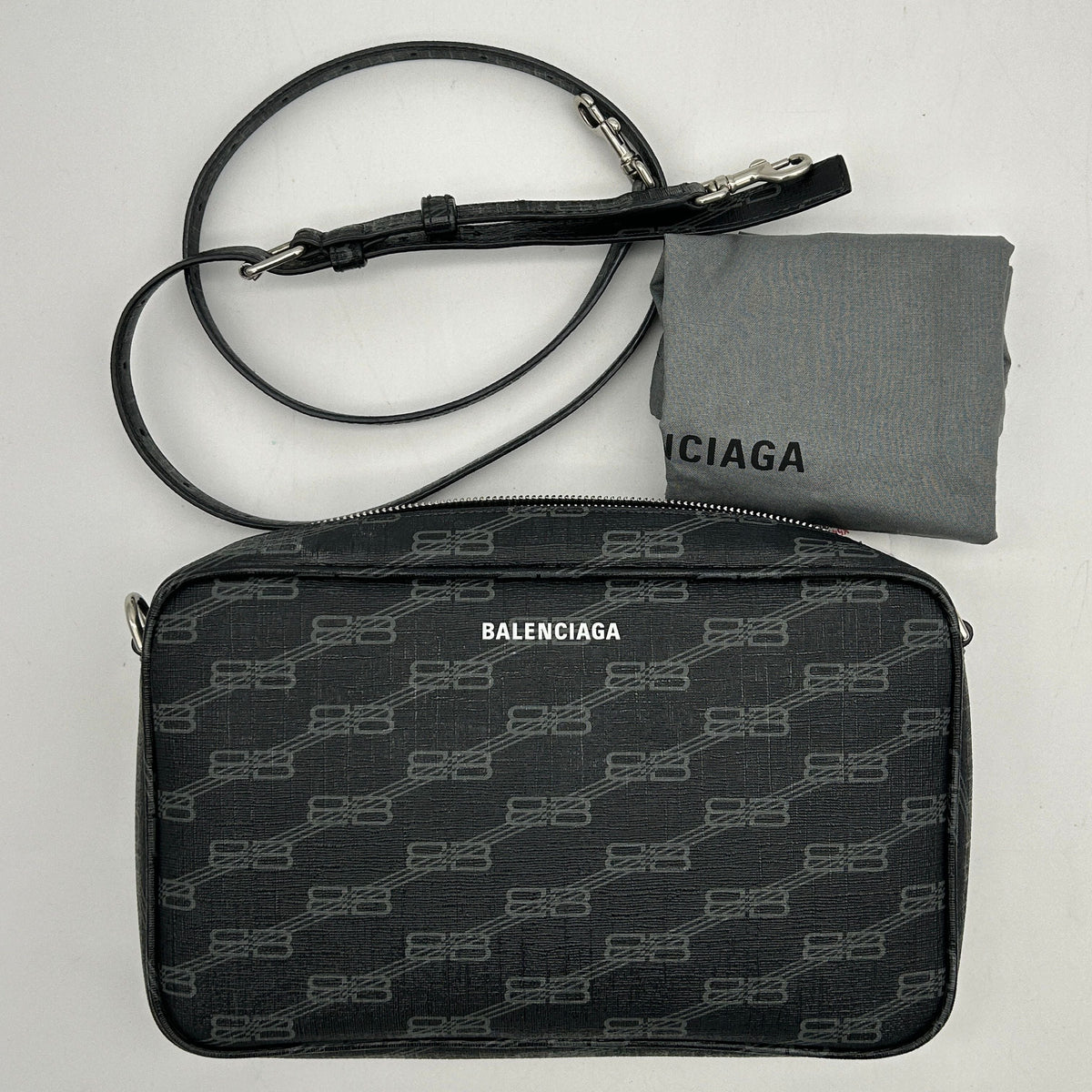Balenciaga BB Monogram Signature Medium Camera Shoulder Bag 2120700132264 — Designer Shoulder Bag