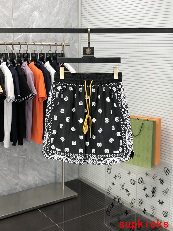 Front view of Rhude luxury clothing with label-forward styling