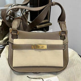 Side view of modernist structured handbag