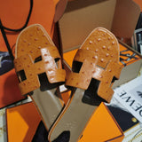 Hermès Burgundy Slide Sandals - Sole Detail View