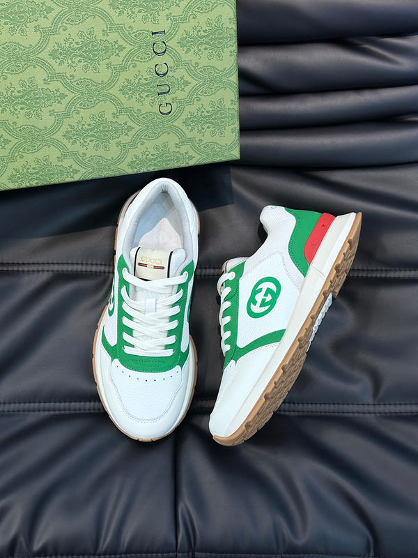 Gucci muted earth tones luxury sneakers view 5 retro runner design