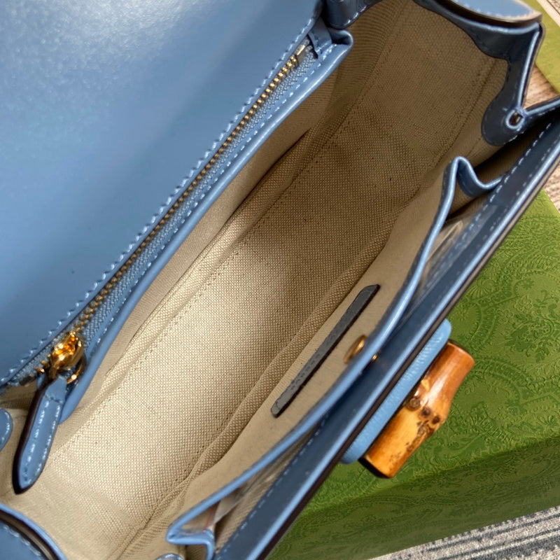 Side view of elegant structured handbag