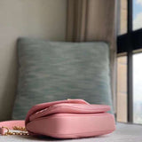 Close-up detail of signature chic women's handbag – women's designer-style accessory