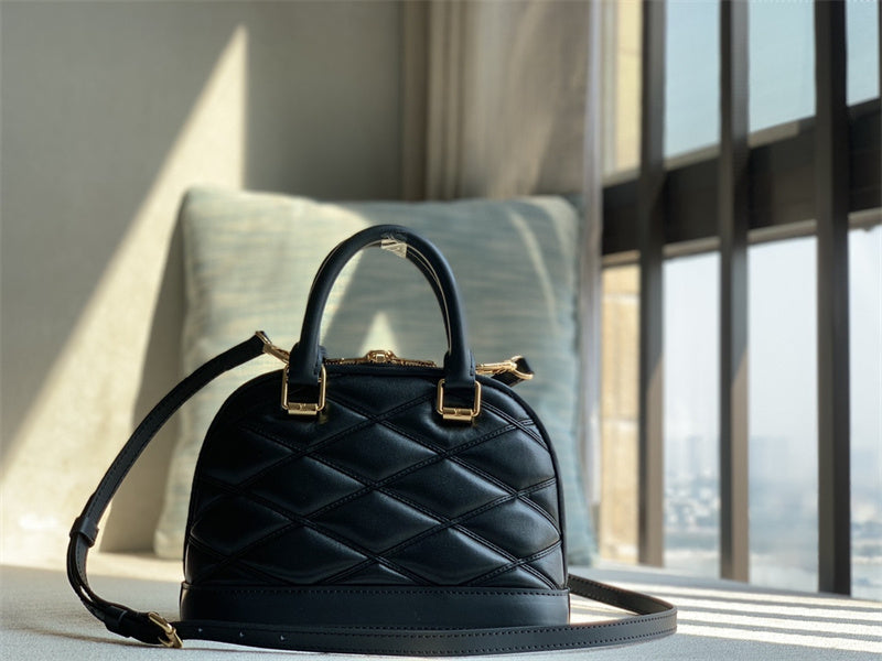  Sleek structured bag carried on shoulder