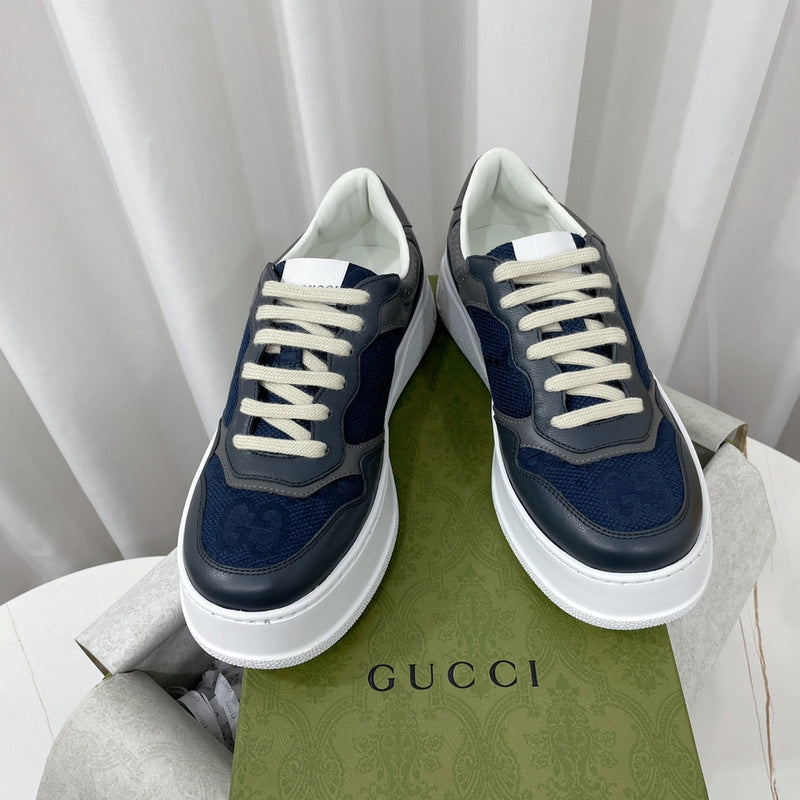 Gucci crisp white luxury sneakers view 6 retro runner design