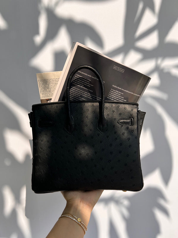 Side view of chic structured handbag