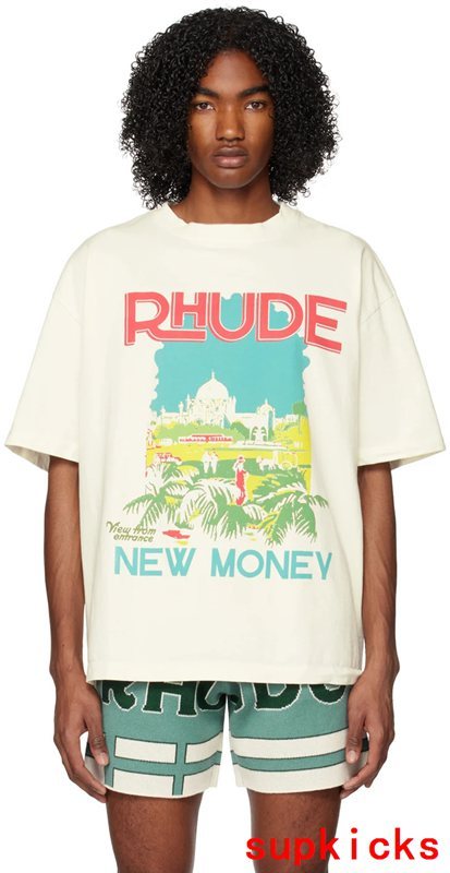 Front view of Rhude luxury clothing with relaxed-fit cut