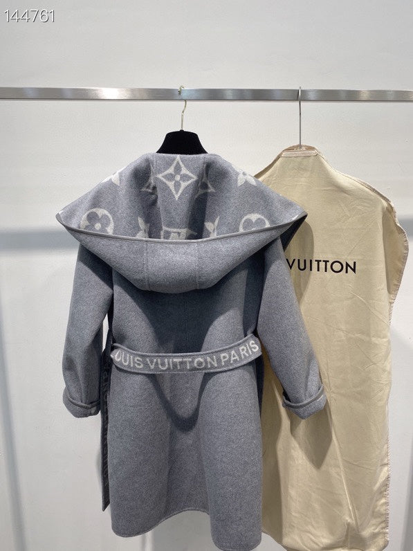 Close-up detail shot of Louis Vuitton luxury clothing with contemporary cut