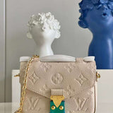 Front view of structured signature women's handbag – women's statement bag
