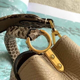 Top view of modern refined women's handbag – women's designer-style accessory