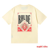 Back view of Rhude luxury clothing with streetwear-inspired cut