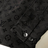 Full styled look of Louis Vuitton luxury clothing with signature branding