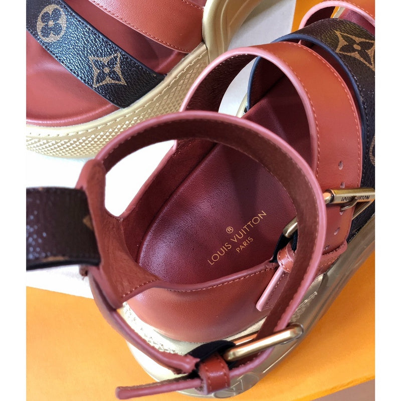 Louis Vuitton Red Slingback Heels - Side Profile View
