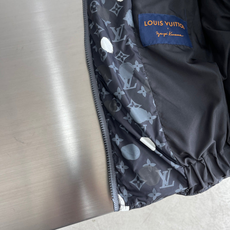 Side profile of Louis Vuitton luxury clothing with logo-detail design