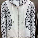 Side profile of Louis Vuitton luxury clothing with label-forward styling