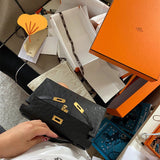 Side view of contemporary structured handbag