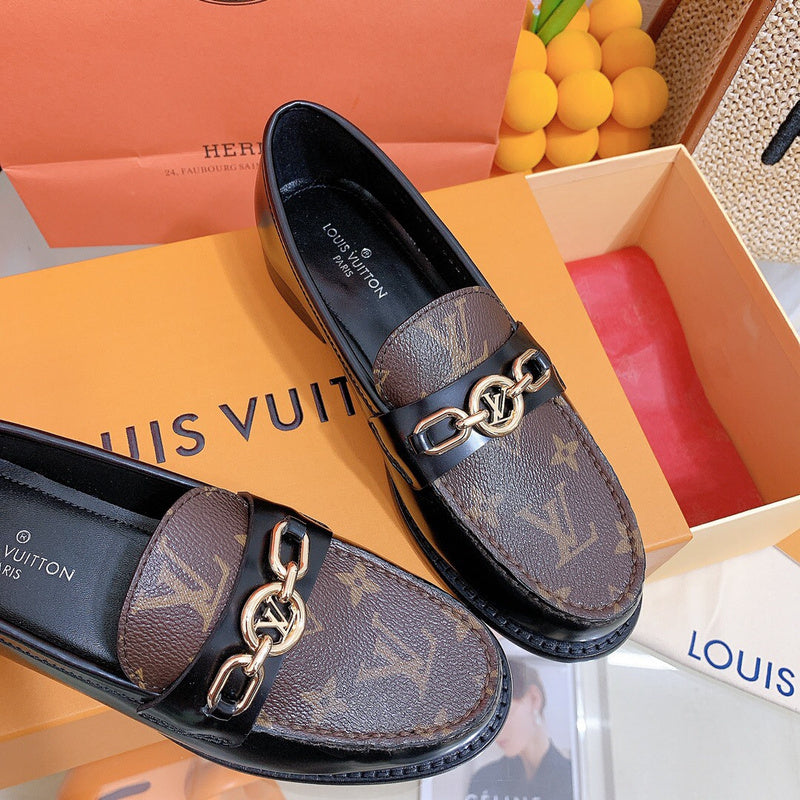 Louis Vuitton Beige Loafer Flats - Back View