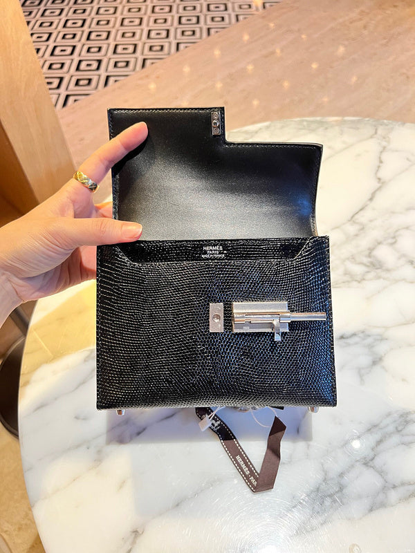 Side view of chic structured handbag