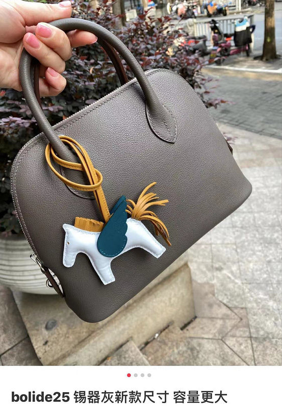 Side view of statement structured handbag