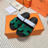 Hermès Red Flat Thong Sandals - Angled View
