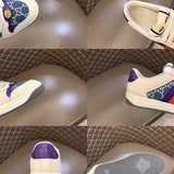 Side profile of Gucci tonal black sneakers chunky sole construction