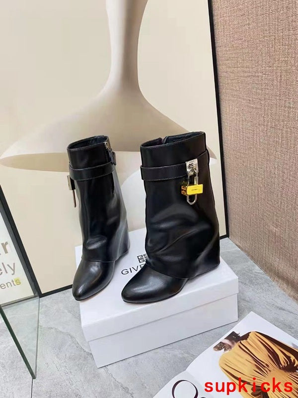 Givenchy Black Combat Boots - Angled View