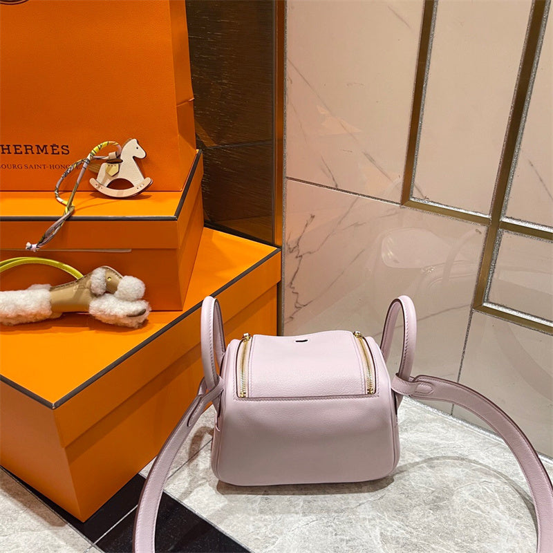 Side view of considered structured handbag