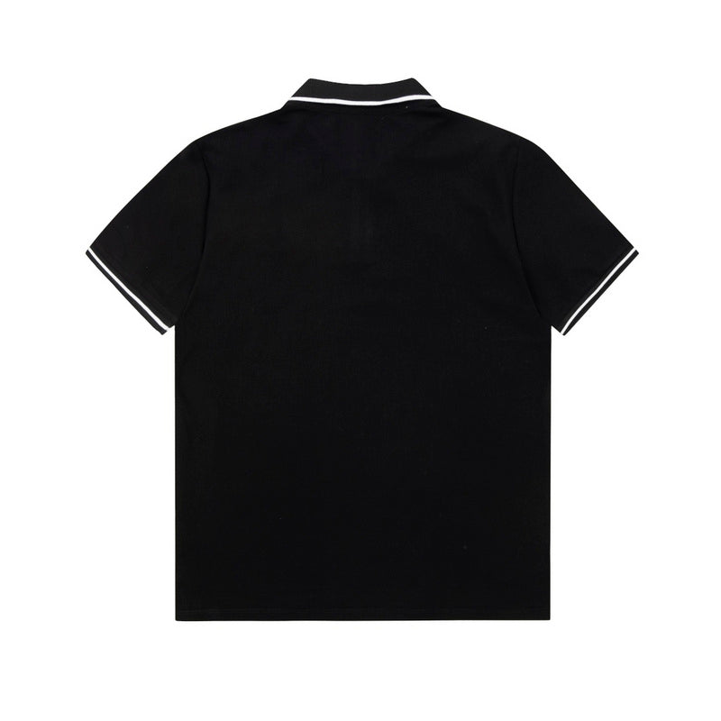 Close-up detail shot of Polo cotton polo shirt with logo-detail design