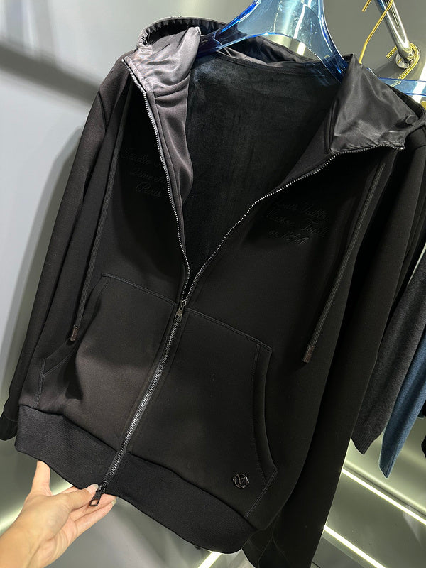 Close-up detail shot of Louis Vuitton luxury clothing with contemporary cut