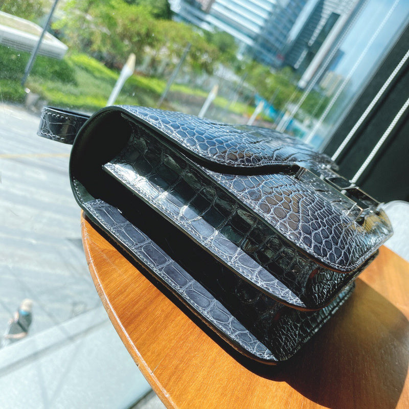 Side view of statement structured handbag