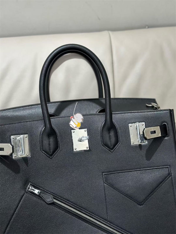 Side view of statement structured handbag