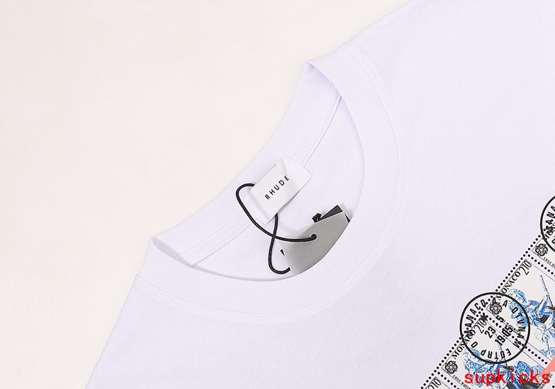 Front view of Rhude luxury clothing with everyday silhouette