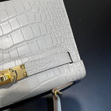 Close-up detail of polished bag design