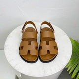 Hermès Camel Ankle Strap Heels - Front View