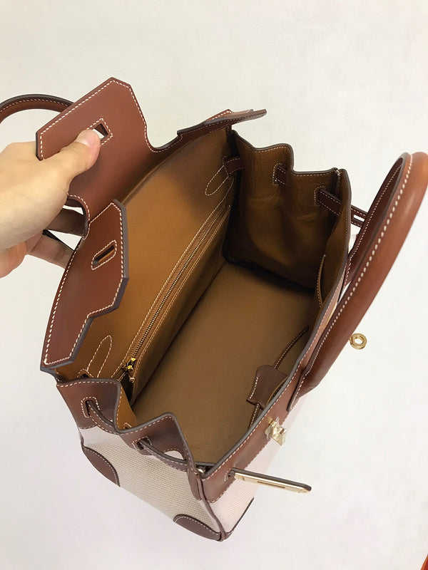 Side view of polished structured handbag