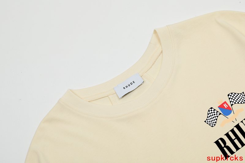 Front view of Rhude luxury clothing with relaxed-fit cut