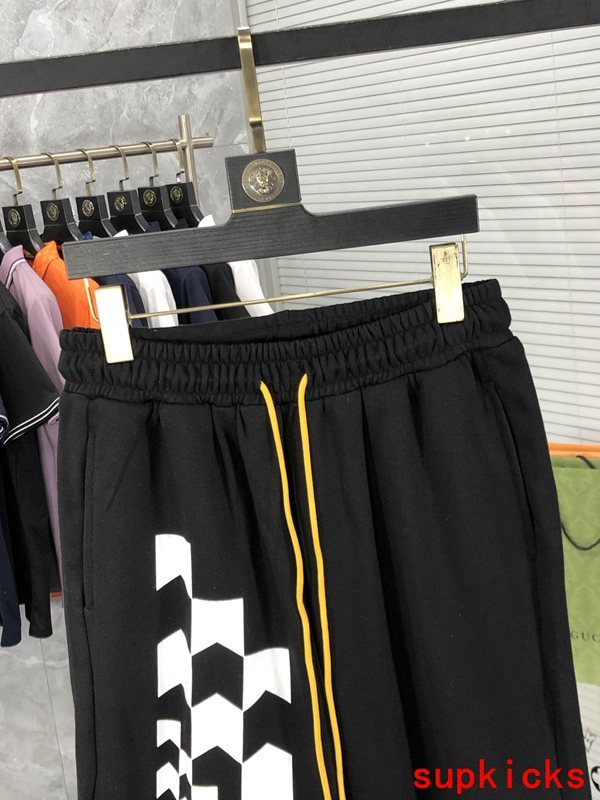 Close-up detail shot of Rhude luxury clothing with logo-detail design