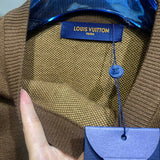 Close-up detail shot of Louis Vuitton luxury clothing with streetwear-inspired cut