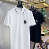 Front view of Moncler luxury clothing with logo-detail design