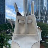 Side view of graceful structured handbag
