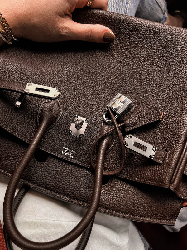 Side view of chic structured handbag