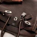 Side view of chic structured handbag