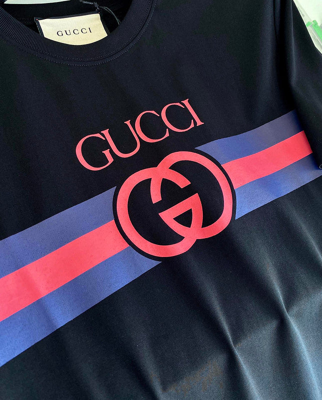 Flat lay presentation of Louis Vuitton cotton t-shirt with signature branding